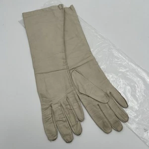 Women's Vintage Opera Ivory Soft Kid Leather Gloves Sz. 6 Clean Silk Lining - Picture 1 of 5