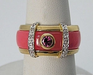 14K Gold Set - 5 bunte Jade Bänder & Diamant Schutz austauschbarer Ring Gr.7 - Bild 1 von 13