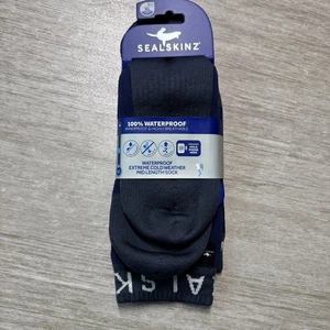 Sealskinz XL Waterproof Extreme Cold Weather Mid Length Socks Gray Blue NWT - Picture 1 of 4