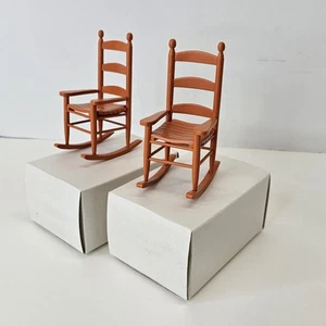 Franklin Mint Heartland Hollow Peach Orange Wooden Rocking Chair Set Of 2 - Picture 1 of 10
