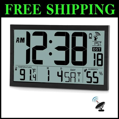 Battery Operated 16.7" Large Digital Clock with Temperature & Humidity for Home - Image 1 of 4