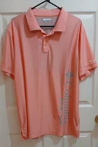 Columbia PFG  Men's XL Vented Short Sleeve Polo Sport Shirt  Comfortable Pink - Picture 1 of 8
