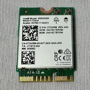 Dell Intel Wireless 9560NGW 802.11ac Doble Banda Wi-Fi Bluetooth 5.1 T0HRM - Imagen 1 de 1