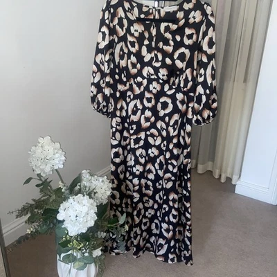 Black Print Dress From PAPAYA Size 12 Perfect For Autumn - Image 1 of 4