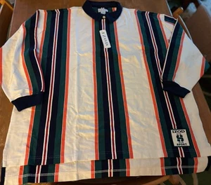 NEW W/tags IZOD Cream, Green Orange Striped Long Sleeve Rugby Shirt Men's XXL - Picture 1 of 4