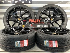 22x10 PORSCHE  WHEELS BLACK Gloss RIMS TIRES 5x130 +48MM TURBO - Picture 1 of 3