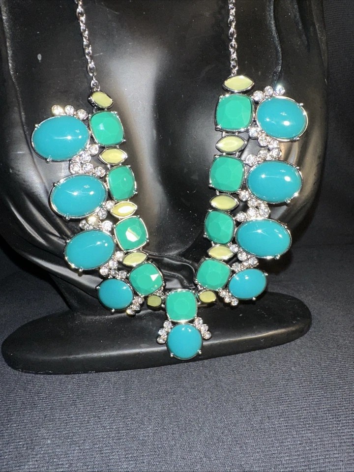 Collar declaración Lia Sophia Kimberly Claire azul verde cristal piedras aqua Foto 1 de 4