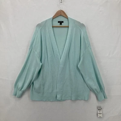 Cárdigan Alfani para mujer 3X azul vidrio frente abierto ligero manga alfil tejido Foto 1 de 4