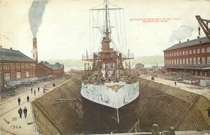 WASHINGTON - ACORAZADO NEBRASKA EN DIQUE SECO 1910 - VISTA POSTAL ANTIGUA - Imagen 1 de 2