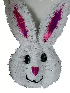 Easter Tinsel Wall Hanging Decor 14”H x 9”W x 1”D Easter Bunny Head-NEW-SHIP24HR - Picture 1 of 2