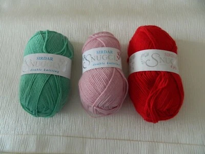 Yarn Sirdar SNUGGLY Double Knitting Nylon Acrylic Green OR Red OR Pink Turkey - Image 1 of 4