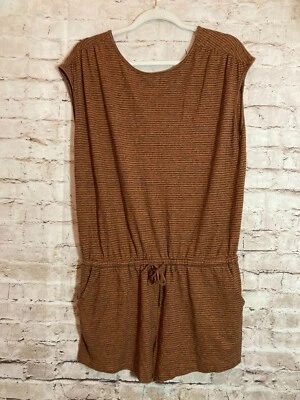 Mameluco PrAna para mujer grande marrón óxido rayas cáñamo y algodón orgánico ligero Foto 1 de 4