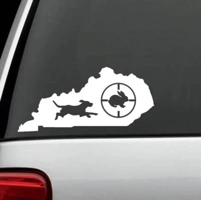 Kentucky Beagle Dog Chasing Rabbit Decal Sticker Hunting Gun Sights C1152 - Image 1 of 3