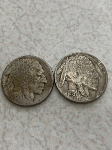 1930 Buffalo Nickels ~ Lot of 2 ~ Circulated - Picture 1 of 2