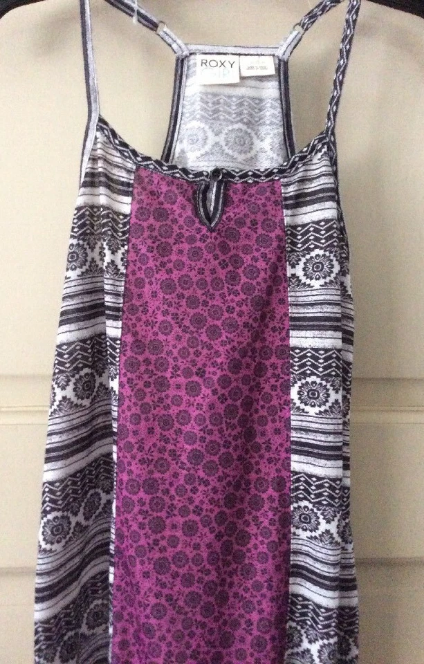 Nuevo Verano Niñas Roxy Negro Blanco Púrpura L/XL/10/12 Floral Solero Roxy Niña Foto 1 de 4