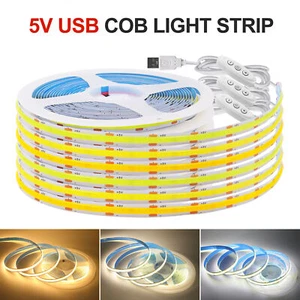 5V COB LED Streifen USB Dimmbar Hohe Dichte Flexibles Band Schrank Küche Leuchten - Bild 1 von 10