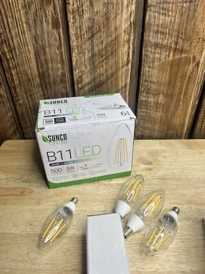 Sunco Dusk to Dawn Light Bulbs Outdoor Candelabra LED B11 5W READ - Image 1 of 4