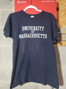 Vintage 70s 80s Champion Navy Blue University Of Massachusetts T Shirt sz M rare - Bild 1 von 9