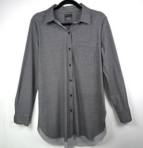 Lysse Button Up Shirt Long Sleeve Black White Size M Blouse Soft Top Tunic Nylon - Picture 1 of 11
