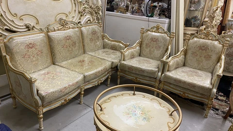 Italian Silik style Baroque Rococo Baroque Living Room Sofas Set Italy 3 pieces Cover