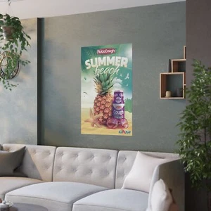Robocough SUMMER BEACH Satin Poster - Picture 1 of 7