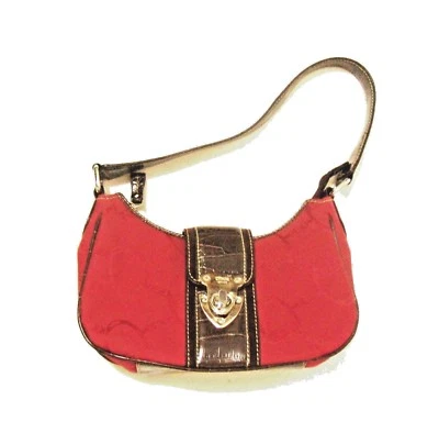 Bolso de hombro Hobo de lona roja Chaps Ralph Lauren ecuestre 6x10 Foto 1 de 4