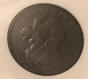 1801 Draped Bust Large cent, Fine , F12 - Picture 1 of 4