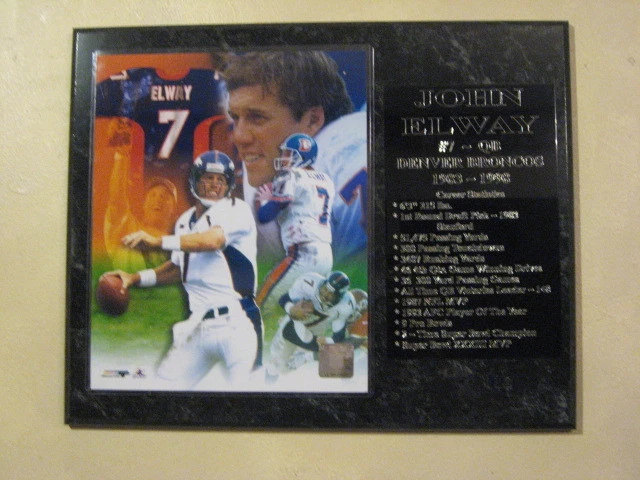 Placa estadística John Elway Denver Broncos - ¡Nuevo precio más bajo!! Foto 1 de 1