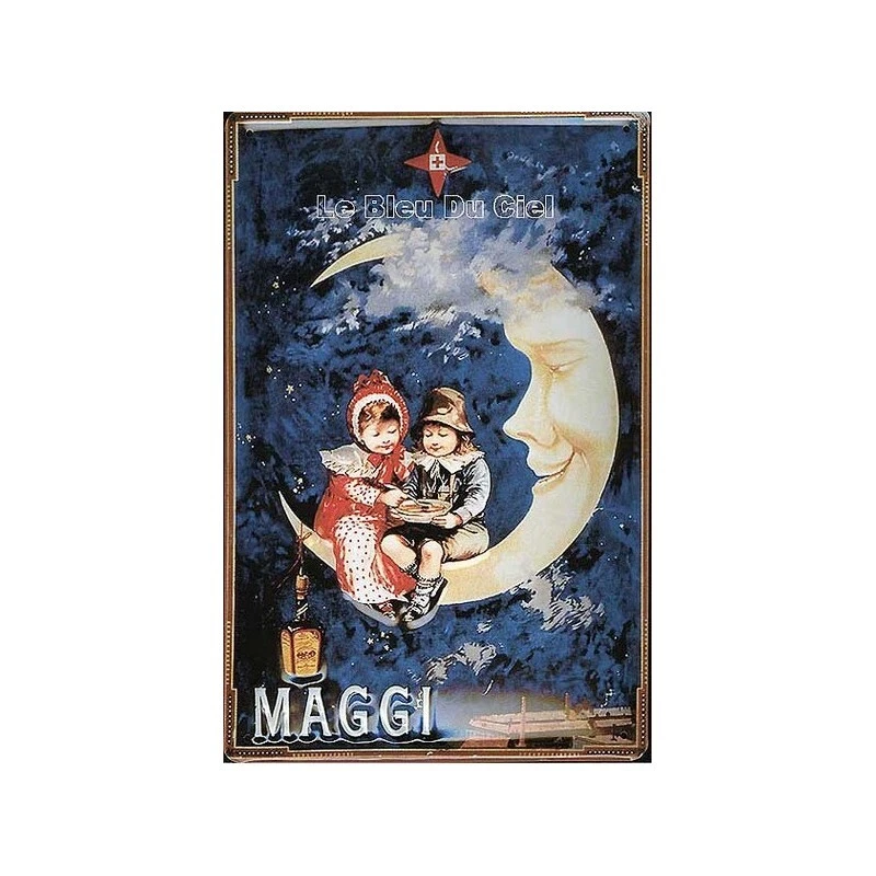 Plaque métal publicitaire 20x30cm bombée en relief : MAGGI LUNE - Photo 1/1