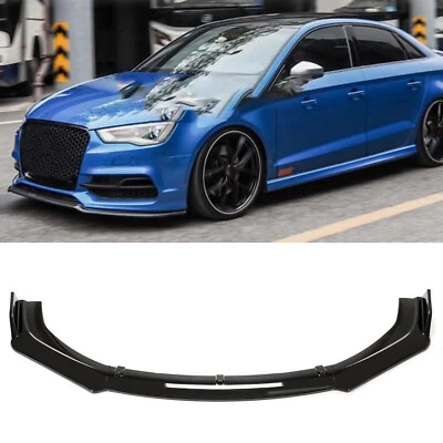 For Audi A3 S3 RS3 Front Bumper Cover Lip Spoiler Splitter Trim Gloss Black - Image 1 of 4