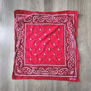 Vintage Western Style Bandana Taschentuch Paisley Retro rot schnelle Farbe 20x19" USA - Bild 1 von 7