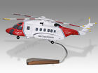 Sikorsky S-92A HM Coastguard UK Rescue Mahogany Wood Helicopter Desktop Model