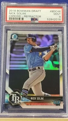 Nick Solak - 2018 Bowman Chrome Draft Refractor  PSA 9 - Image 1 of 2