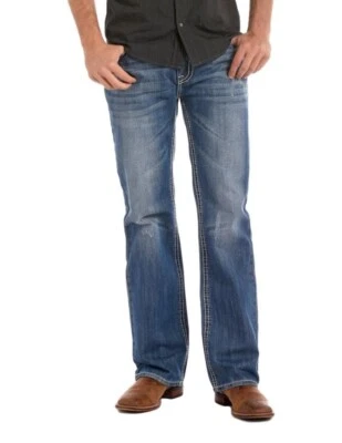 Rock & Roll Western Denim Jeans Mens Double Barrel Med Wash M0S1612 - Image 1 of 4