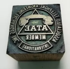 Vintage Wood Metal Printing Block - ATAE Assoc Telephone Answering Exchange S1 - Picture 1 of 2