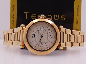 CARTIER PASHA 38mm 18 KT FULL GOLD NEAR N.O.S NEVER POLISHED BOX&PAPERS WATCH - Picture 1 of 17