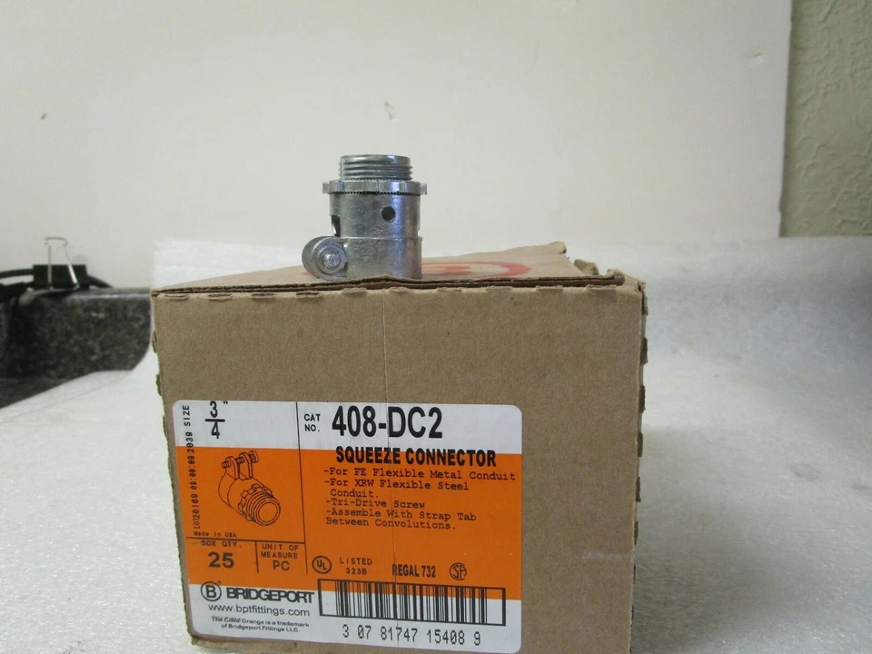 25 Pcs X Bridgeport 408-dc2 408DC2 3/4" Die Cast Flex Squeeze Connector Straight