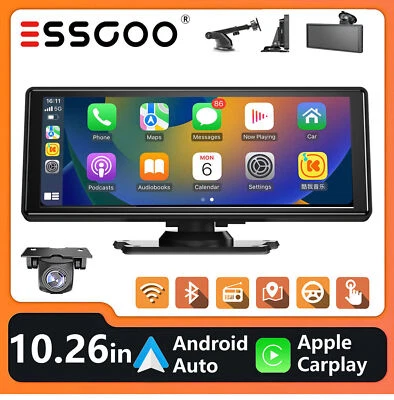 10.26" Portable Touch Screen Wireless Car Stereo Apple Carplay Android Auto +AHD - Image 1 of 4