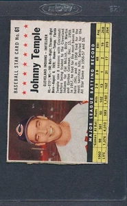 1961 Post Cereal #061 Johnny Temple Indians EX *296 - Picture 1 of 1