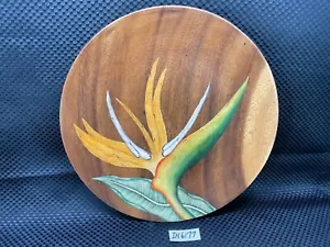 Schöner seltener Palecek handbemalt Hawaii Paradiesvogel auf Holzteller IN6177 - Bild 1 von 9