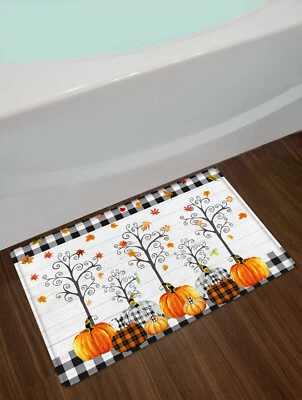 Alfombra de puerta de baño naranja calabaza caída antideslizante para alfombras de piso cocina bañera Foto 1 de 4