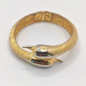 Brazalete cruzado vintage CASTLECLIFF doble cabeza de cisne tono dorado - usado - Imagen 1 de 16