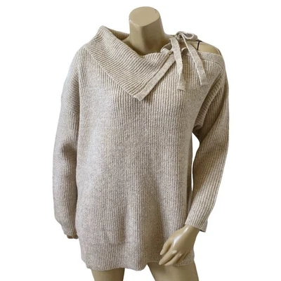 Suéter Pullover LANE BRYANT Mujer Talla 14/16 Beige Tostado Cuello Lateral Nuevo con Etiquetas Foto 1 de 4