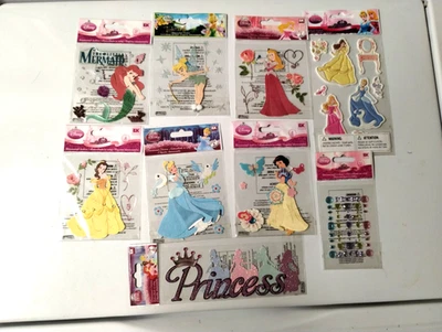 Disney Princess  Scrapbook Sticker Lot  Ariel Belle Snow White Cinderella + more - Image 1 of 4