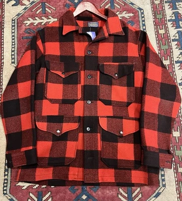 Vintage Pendleton Mackinaw Cruiser Jacket Red Black Shadow Plaid Wool Medium - Image 1 of 4