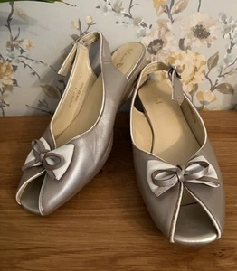 Van Dal Champagne Gold Slingback Wedge Mule Sandals. Bow Detail. Size 8. VGC - Picture 1 of 10