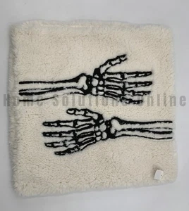 Pottery Barn Skeleton Hands Embroidered Sherpa Pillow Cover Ivory 18"Sq J1161 PS - Picture 1 of 4