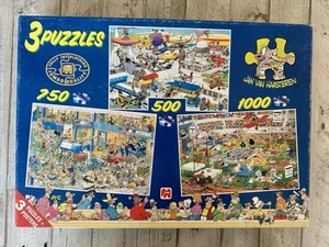 Jan Van Haasteren BIG LEAK SPORTS DAY BUSY AIRPORT 3 in 1 Puzzle 500/750/1000 - Picture 1 of 5