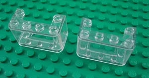 Lego Menge 2 durchscheinende Klare 2x4x2 quadratische Windschutzscheiben - Bild 1 von 1