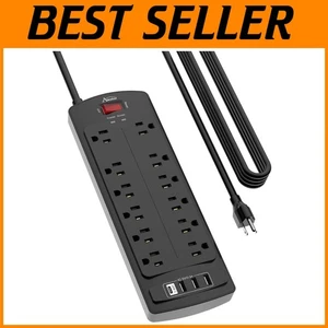 Power Strip Surge Protector with 12 Outlets and 4 USB Ports - Picture 1 of 9